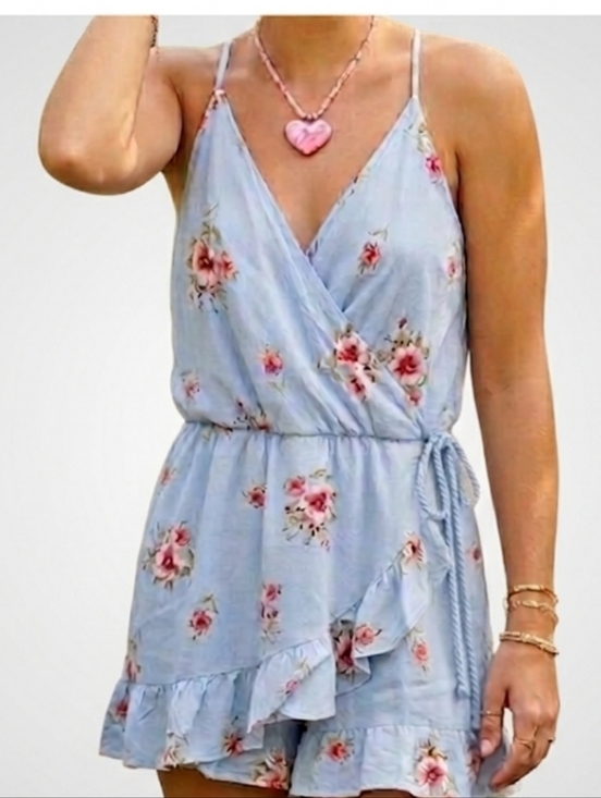 Altar'd State Pants - Adorable Floral Faux Wrap Romper Ruffle Hem Shorts Altar'd State Medium